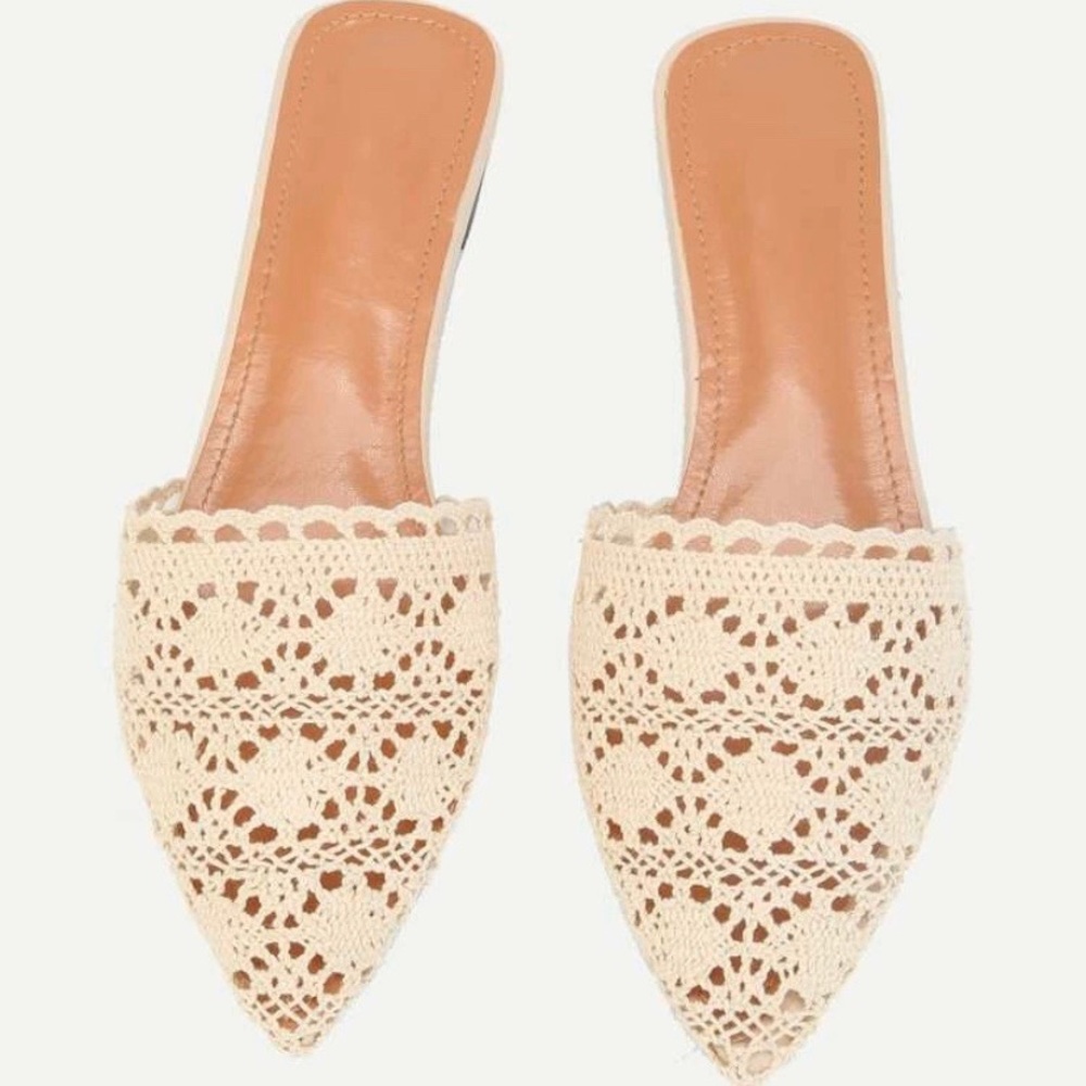 White lace mules